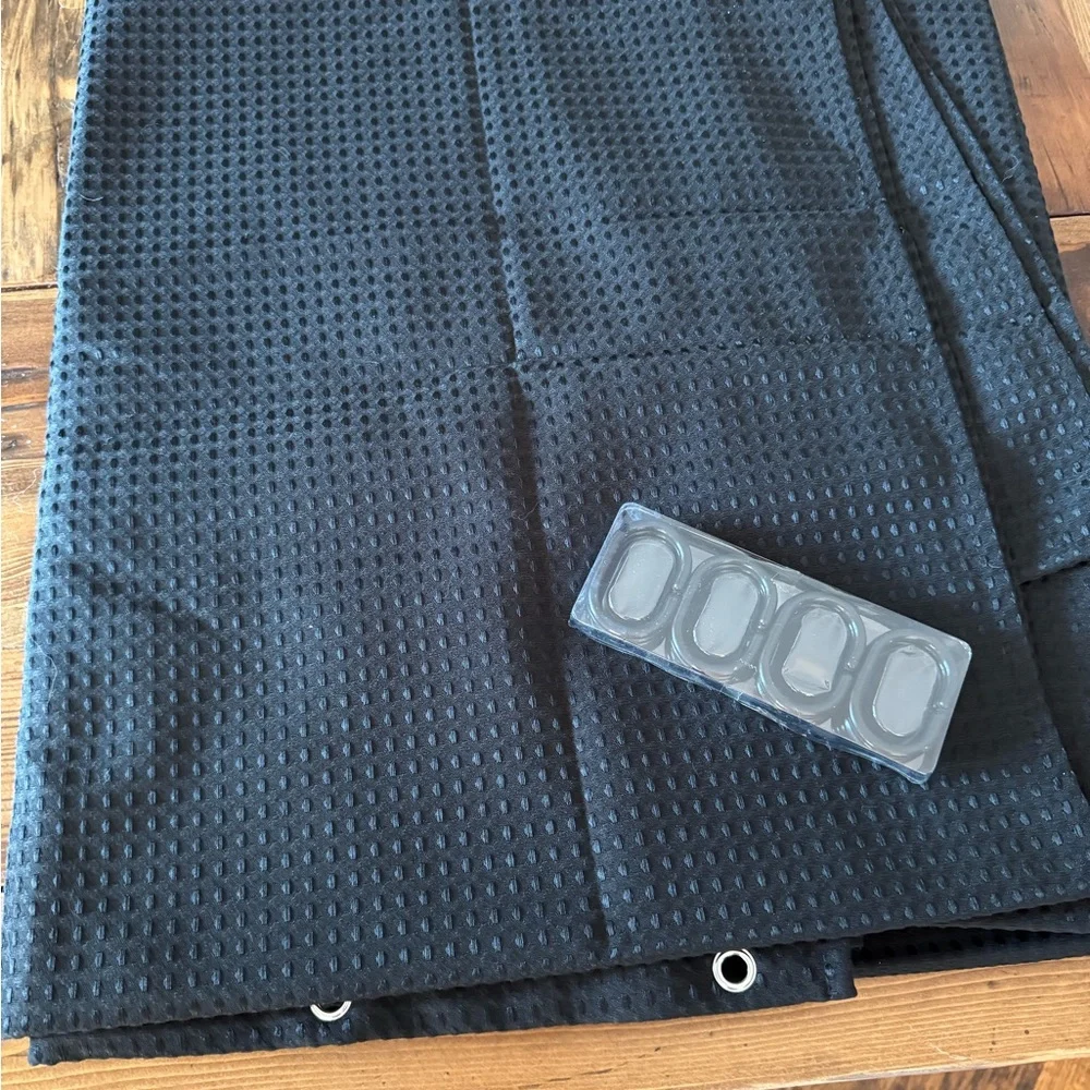 Black Textured Shower Curtain with Black Grommets Hooks (Never Used) - Picture 4 of 6